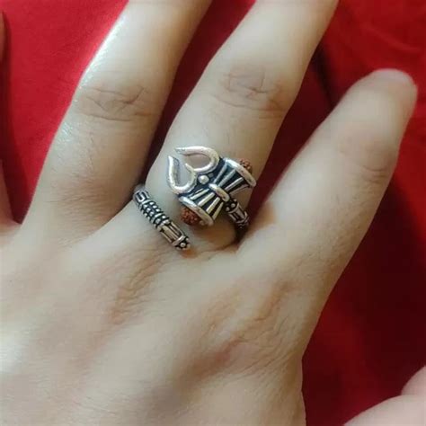 Shiv OM Rudraksha Silver Ring - Adjustable – ZaveriX Silver