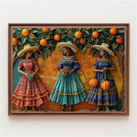 Mexican 3D Illusion Modern Canvas Wall Decor, Mexican Culture Wall Art ...