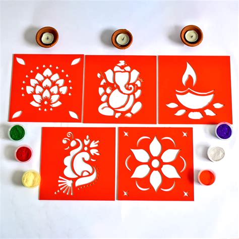 Diwali DIY Rangoli Kit - Set Of Five Stencil – Cots and Cuddles