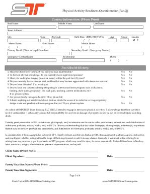 Fillable Online Par Q Form - Fill Online, Printable, Fillable, Blank ...