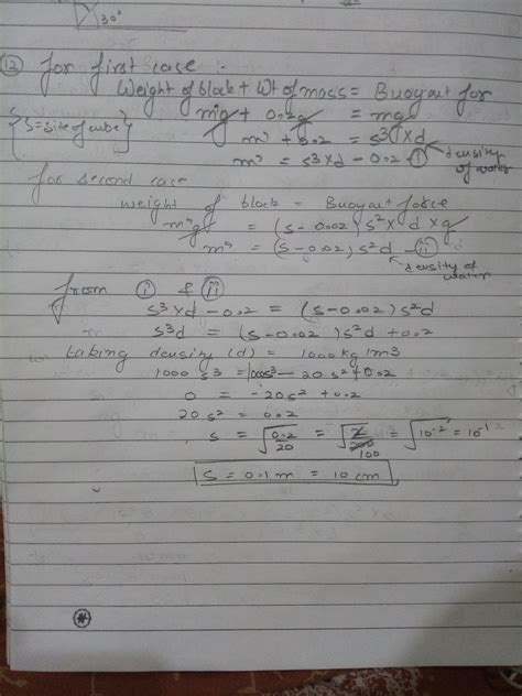 A wooden cube just floats inside water with a 200 gm mass placed on it ...