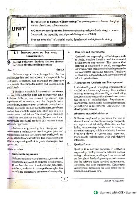 Software Engineering Unit 1: Key Concepts and Process Models - Studocu