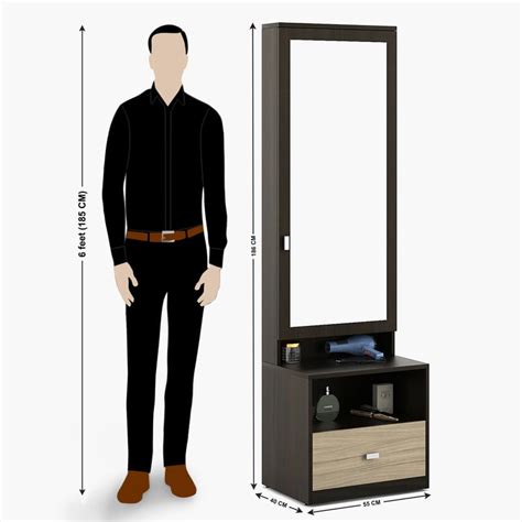 Buy Helios Lawrence Dresser Mirror with Drawer - Brown from Helios by ...