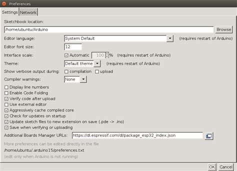 Image result for Arduino Preferences Menu