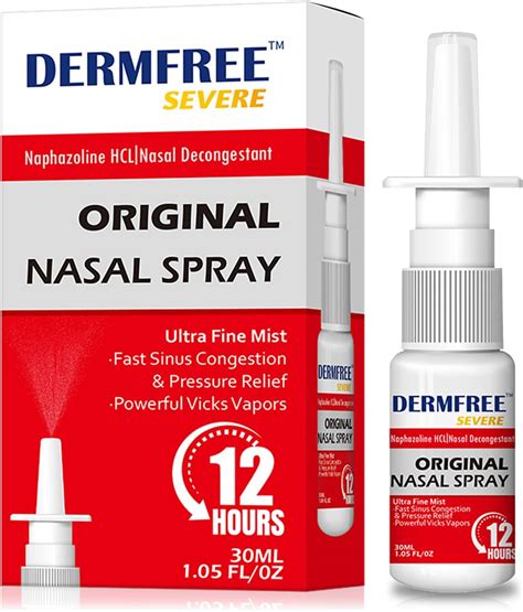 Amazon.com: DERMFREE Nasal Spray Decongestant, 12 Hour Over-The-Counter Medication Nose Spray ...