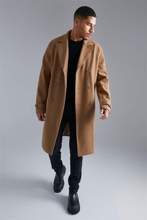 Tall Double Breasted Wool Look Overcoat in Camel | Long coat men, Mens ...