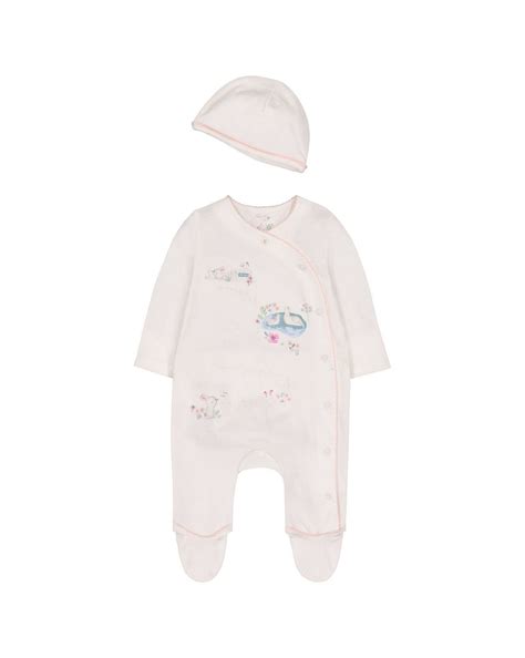 Buy Girls Full Sleeves Romper With Hat Bunny Print - Cream Online at ...
