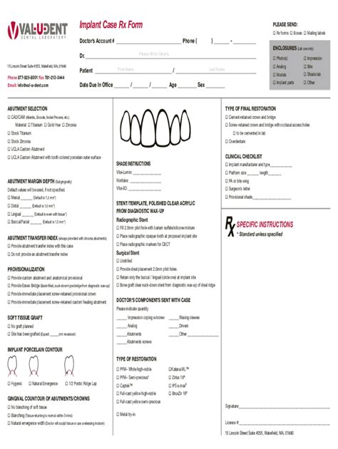 Fillable Online val-u-dent.com 5428-ValDentImplant-Rx-FormImplant Case ...