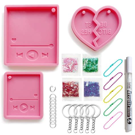 CQzagir Resin Keychain Molds Resin Media Player Mold Heart Photo ...