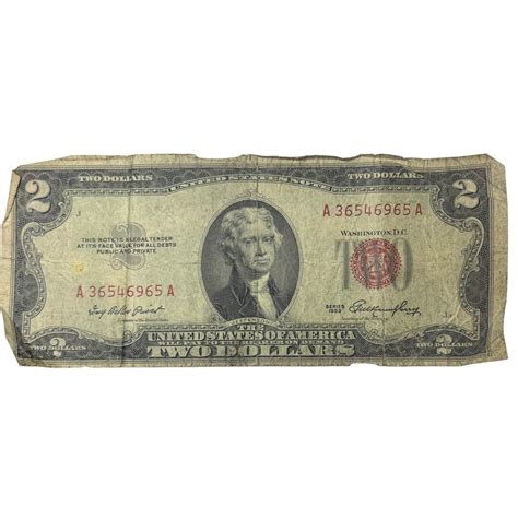 1953 2 Dollar RED SEAL United States Note Jefferson Circulated - Etsy