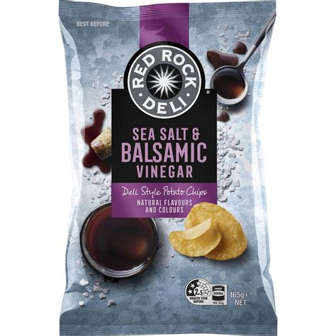 Red Rock Deli Potato Chips Sea Salt & Balsamic Vinegar 165g | Woolworths
