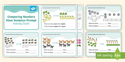 👉 Comparing Numbers Stem Sentence Prompt Activity Cards
