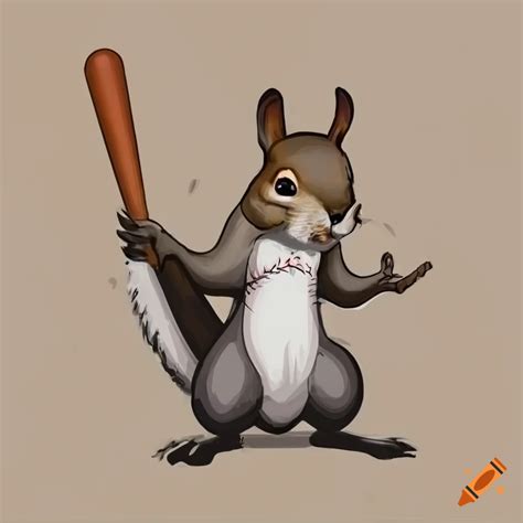 Baseball logo with a squirrel holding a bat on Craiyon