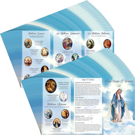 Amazon.com: Motiskyy 50 Pcs Spanish How to Pray The Rosary Prayer Card ...