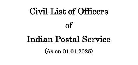 Civil List of Officers of Indian Postal Service as on 01/01/2025