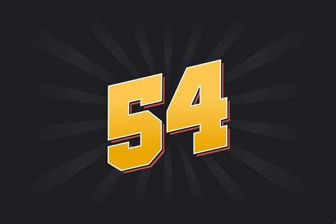 Number 54 vector font alphabet. Yellow 54 number with black background ...