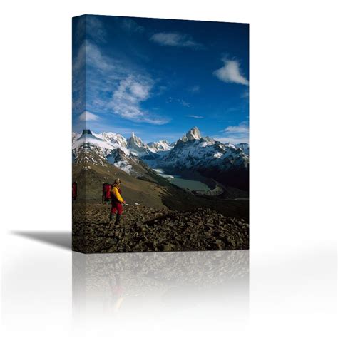 Karmakara Hiker Admiring Cerro Torre and Fitzroy, Los Glaciares NP ...