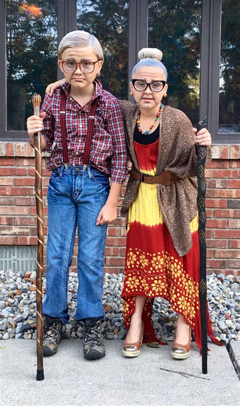 DIY Old Age Grandpa Grandma makeup costume old couple Bill & Willma ...