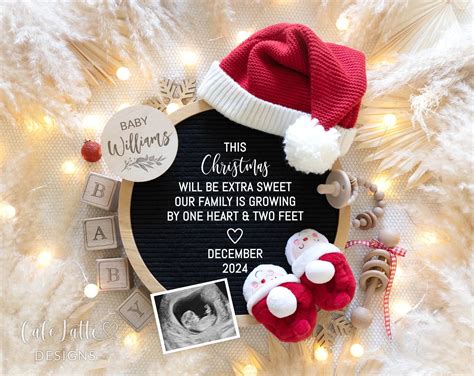 Christmas Pregnancy Announcement Digital Editable Template - Santa Hat ...