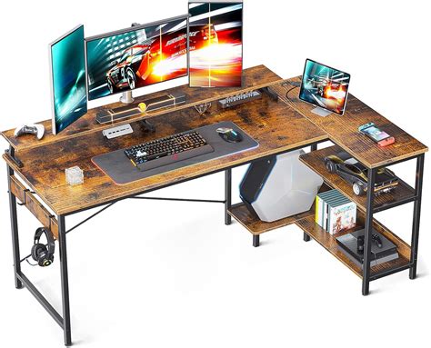 ODK 66 inch Corner Desk with Reversible Storage Shelves India | Ubuy