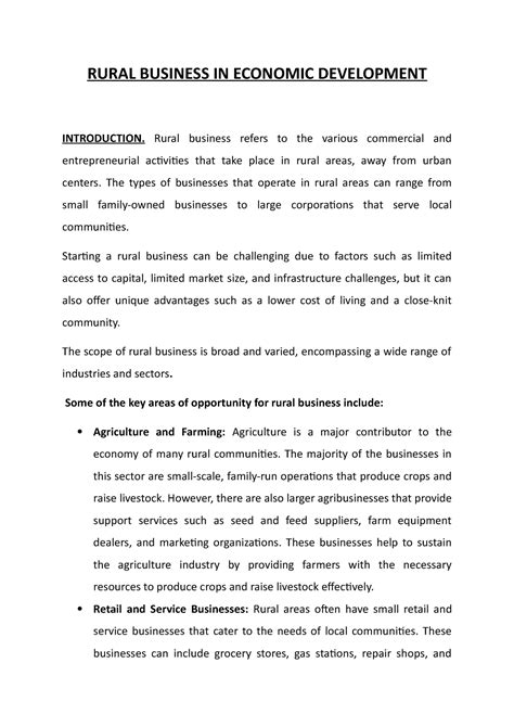 Rural Business in Economic Development - RURAL BUSINESS IN ECONOMIC ...