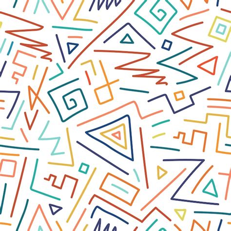 Colorful children hand drawn seamless pattern. fashion style 80-90s ...