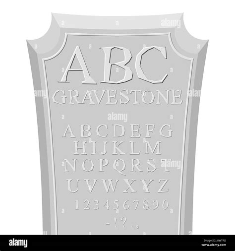Gravestone ABC. font for tombstone. Alphabet for RIP. Set of letters carved in stone Stock ...
