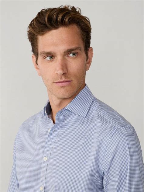 Hackett London Cotton Tailored Fit Check Shirt, Blue