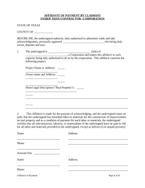 affidavit payment contractor Doc Template | pdfFiller