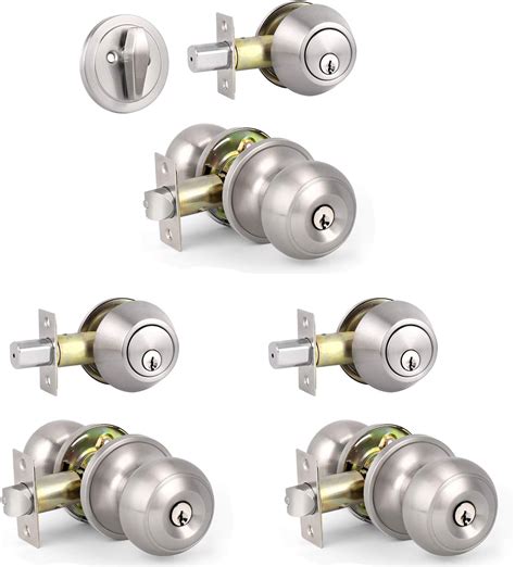 Buy DECORITEN 3 Sets Entry Door Knobs with Single Cylinder Deadbolt ...