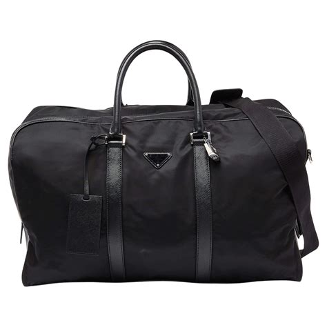 Prada Black Nylon and Leather Duffle Bag For Sale at 1stDibs
