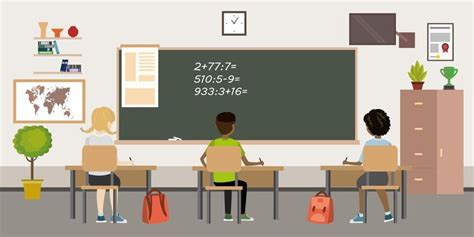 School room interior pupils at the lesson vector illustration | Premium ...