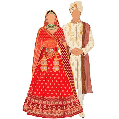 Indian Wedding Couple Outfits Standing Wearing Sherwani And Lehenga ...