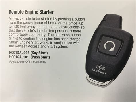Genuine Subaru Remote Start 2015-2018 Legacy & Outback w/ Push Start ...