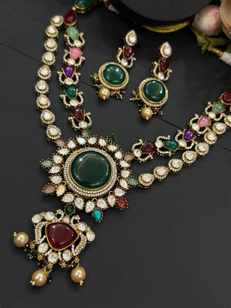 "Moissanite Kundan Jewelry"-Moissanite Kundan Set-Mivanaa – Mivanaa ...