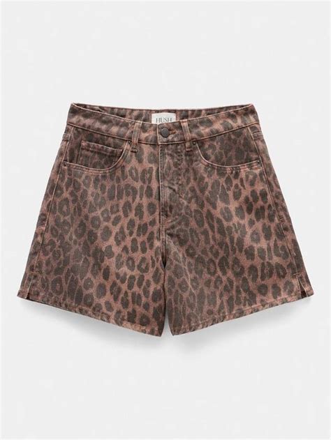 HUSH Leopard Print Denim Shorts, Multi