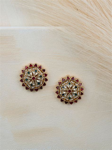Pink Color Gold Plated Jadau Kundan Earrings – Studio Gulabi