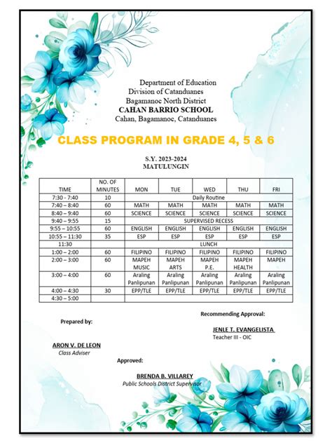 Image result for Sample Class Program for New Normal Grade 6