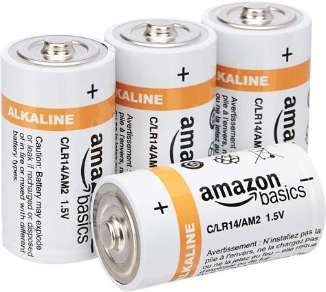 AmazonBasics C Cell Everyday 1.5 Volt Alkaline Batteries - Pack of 4 ...