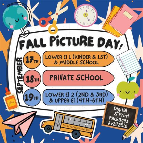 A Colorful Clipart-Style Poster For Fall Picture Day With Various ...
