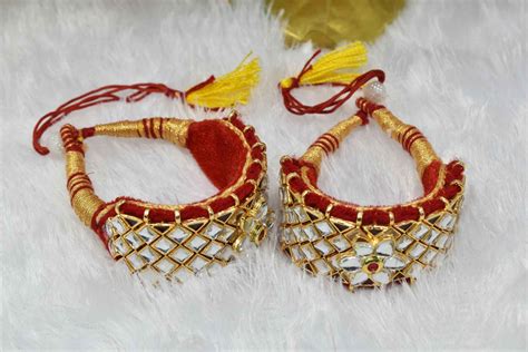 Rajasthani Gold Plated Kundan Work Red Ponchi/Bracelate – Meira Jewellery