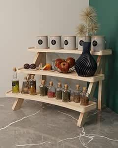 Blink & Buy Foldable 3-Tier Wooden Food Display Stand | Kitchen Rack ...
