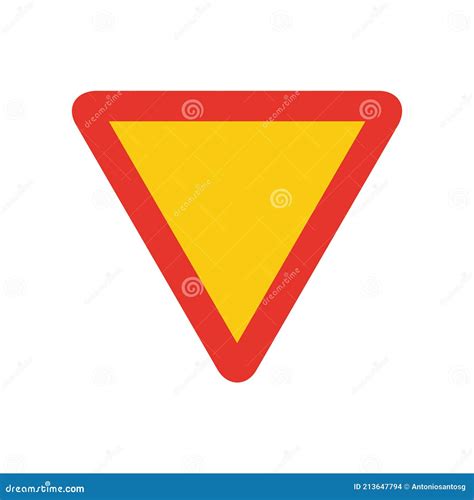 Triangular Traffic Signal In Yellow And Red, Isolated On White ...