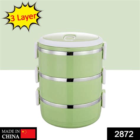 2872 Multi Layer Stainless Steel Hot Lunch Box (3 Layer) - DeoDap — Deodap