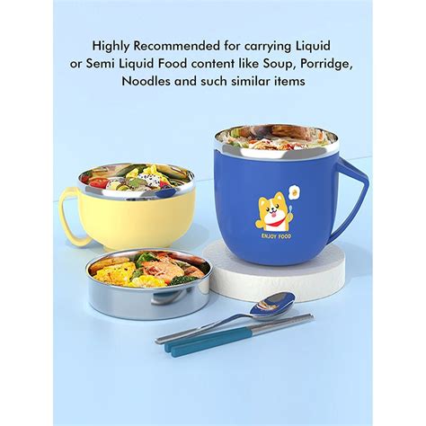Dark Blue Small Size, Foxy Dual Handle Soup and Noodles Lunch Box with ...