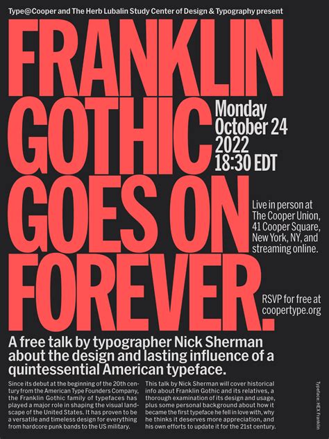 'Franklin Gothic Goes on Forever' lecture flyers - Fonts In Use