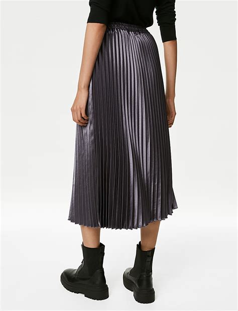 Buy Satin Pleated Midaxi Skirt at Marks & Spencer