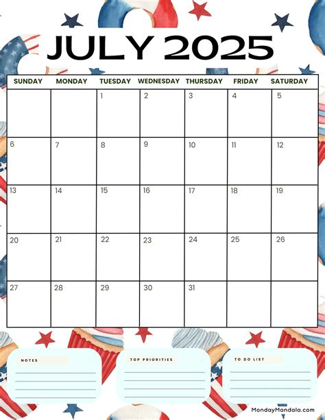 July 2025 Calendar Printable