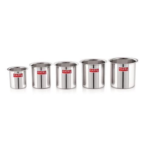 Buy HAZEL Steel Milk Pot Set of 5 | 0.8 litres to 2.8 litres Stainless ...