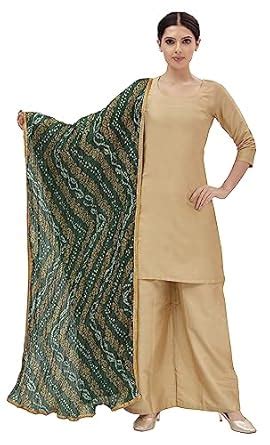 Studio Shringaar Women's Vegan Silk Crushed Bandhni Dupatta (42" X 2.5 ...